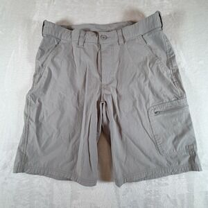 Huk Shorts Mens Sz L Cargo Fishing Gray Lightweight Performance Stretch Waist